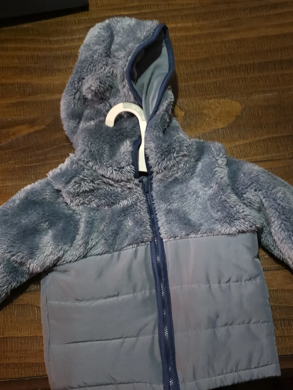 Carter's Plush Hooded Puffer Jacket - Dusty Blue